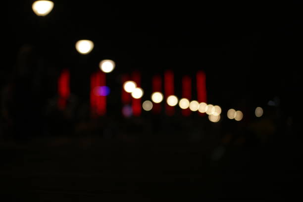 Abstract urban night light bokeh, defocused background