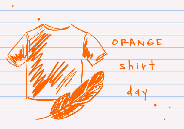 orange shirt day zu ehren der indigenen kanadischen kinder gegen alle formen des rassismus - respekt stock-grafiken, -clipart, -cartoons und -symbole