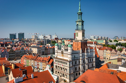 Beautiful architecture of the Main Square in Poznan at summer. Poland