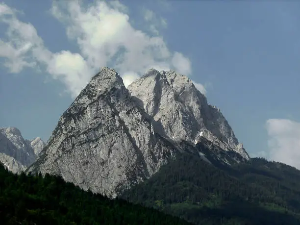 Mountain Waxenstein in Garmisch-Partenkirchen, Bavaria, Germany, in springtime