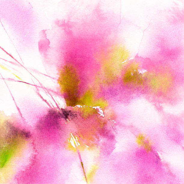 istock Pink floral background. Watercolor abstract splash. Wedding invitation template. Floral greeting card. Hand drawn background. Birthday postcard. 1410791368