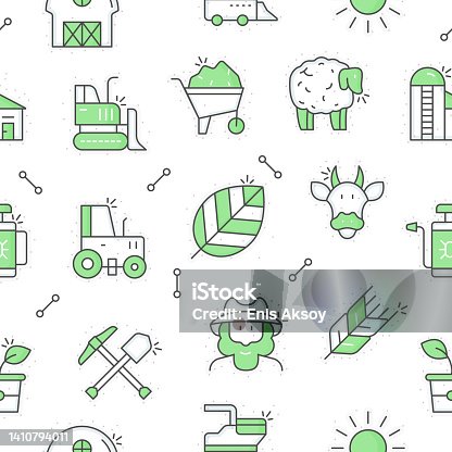 istock Farm and agriculture seamless pattern 1410794011