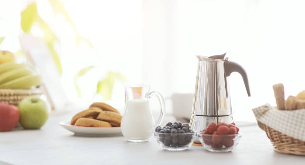 istock Delicious breakfast at home with fresh fruit 1410795149