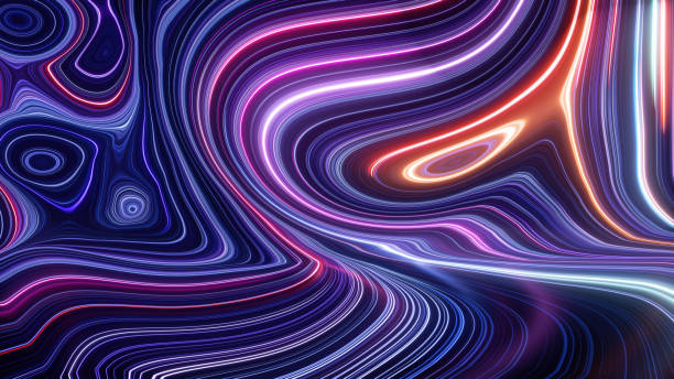 istock 3d render, abstract background with colorful curvy lines 1410795450