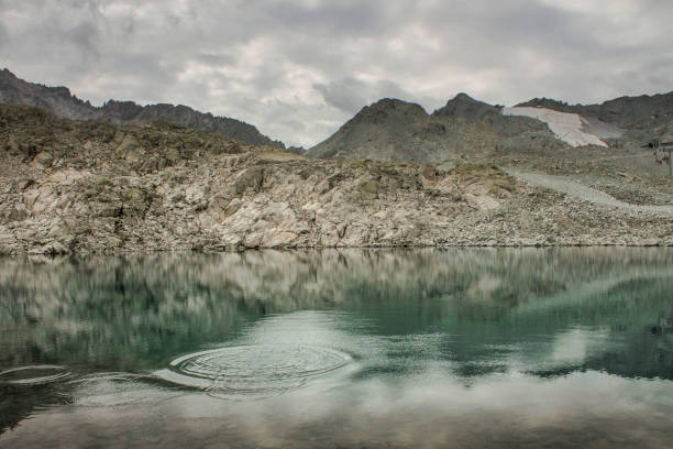 alpine lake on Presena glacier in trentino Alto Adige