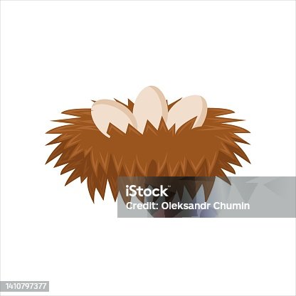 istock Nest and egg. Place for Chicks. Cartoon flat illustration. element of nature and forests. Wildlife. Bird house 1410797377
