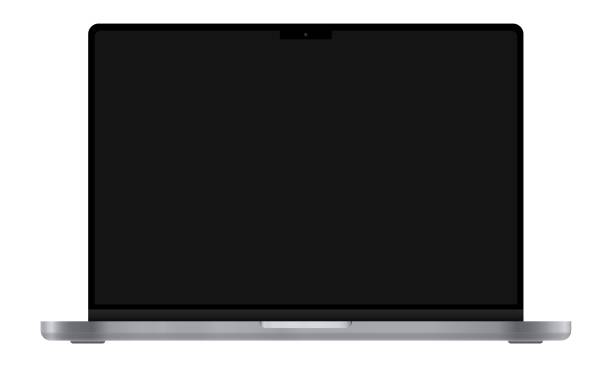 neues macbook pro. apple macbook pro 2021.redaktionelle vektorillustration. vinnytsia, ukraine - januar 11,2022 - regenmantel stock-grafiken, -clipart, -cartoons und -symbole