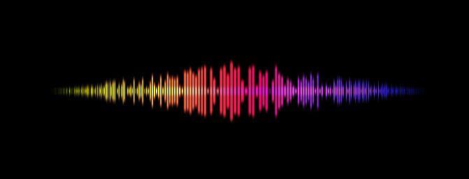 Colored abstract sound, audio or music wave on black background