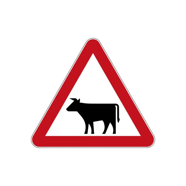 Vector illustration of International Road sign Cattle drive isolated on white background.