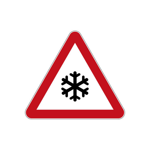 istock International icy road sign isolated on white background. 1410801529