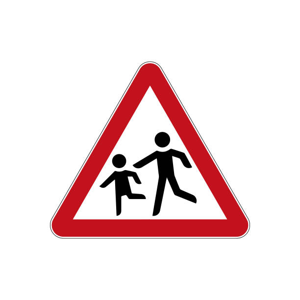 istock International road sign caution children isolated on white background. 1410801724