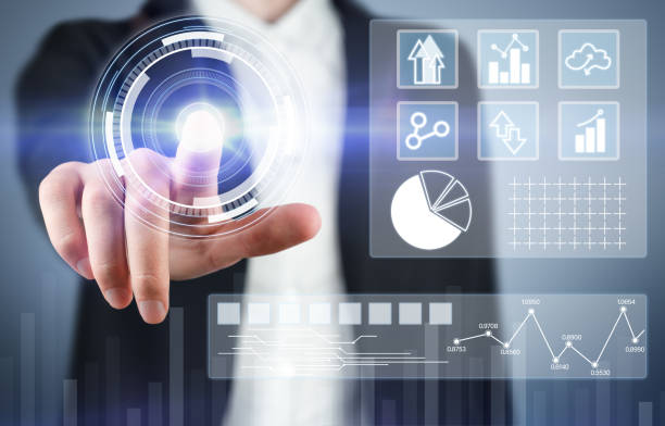 istock business person's hand touches virtual holographic screen 1410803015