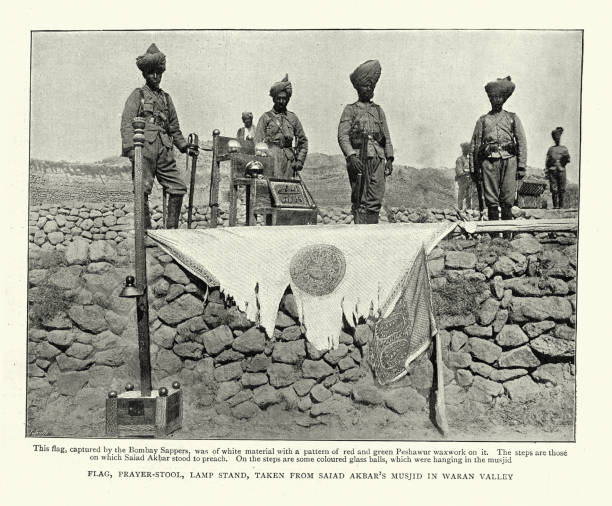 istock British Indian Army soldiers with objects captured during the Tirah campaign, 1898, war on the Indian frontier 1410804550