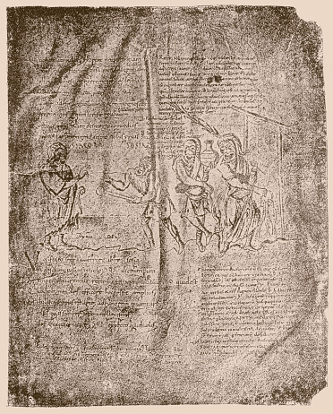 Illustration of The Vatican Terence (Terentius Vaticanus), or Codex Vaticanus Latinus 3868, is a 9th-century illuminated manuscript of the Latin comedies of Publius Terentius Afer, housed in the Vatican Library