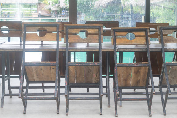 istock Several tidy chairs with table kept clean to prepare for new customers serving after use 1410807319