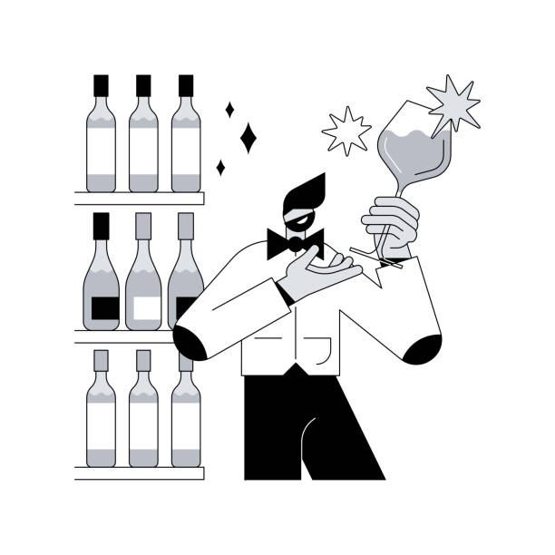 illustrazioni stock, clip art, cartoni animati e icone di tendenza di sommelier astratto concetto illustrazione vettoriale. - decanter white red black