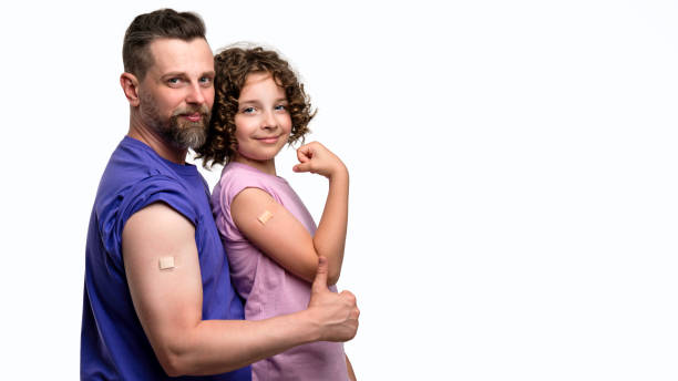 Family after vaccination stock photo