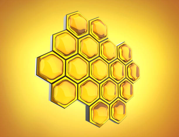 istock Beehive honeycomb with hexagon grid cells . 3D illustration hexagons 1410814463