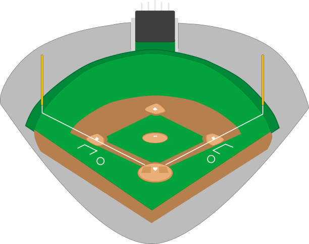 иллюстрация бейсбольного стадиона "гранд" - 1st base illustrations stock illustrations