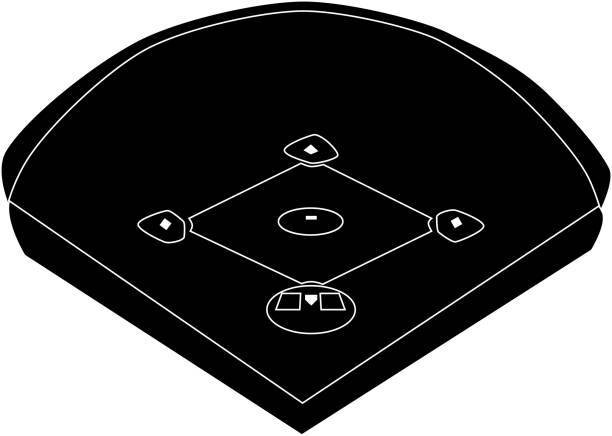 простой бейсбольный силуэт - 1st base illustrations stock illustrations