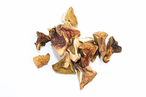 istock Dried porcini mushrooms on a white background. 1410818281