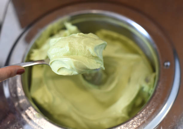 istock Base of ice cream with avocado  close up 1410818292