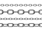 Set of metal chains. Seamless patterns