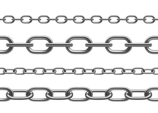 Set of metal chains. Seamless patterns Set of metal chains. Seamless patterns isolated on white background. Vector illustration chain stock illustrations