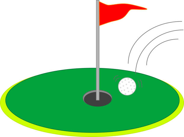 Golf ball that flew to the green Golf ball that flew to the green par stock illustrations