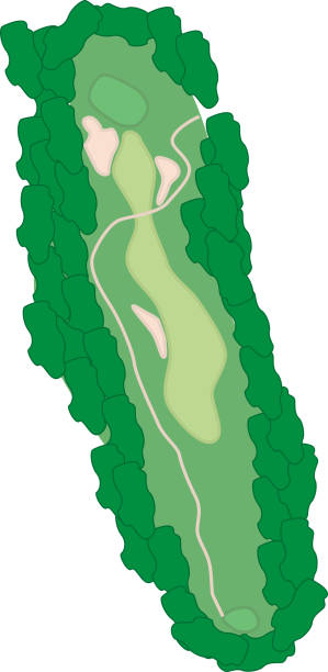 Golf course with bunkers seen from above Golf course with bunkers seen from above par stock illustrations