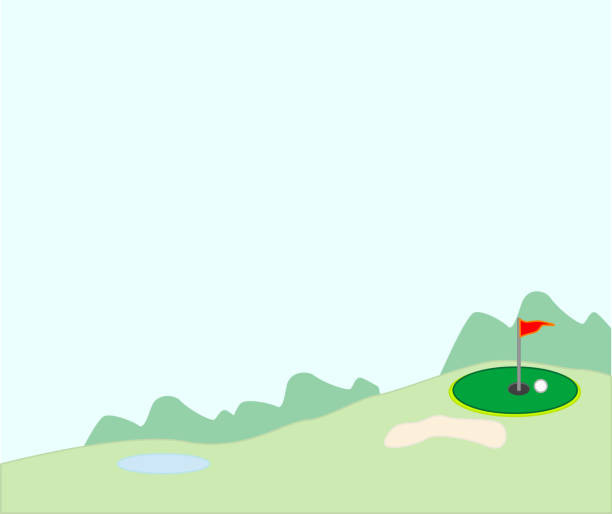 Image of a golf course in the mountains Image of a golf course in the mountains par stock illustrations