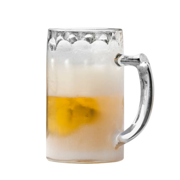 Cold Beer in an Iced Glass with Clipping Path stock photo