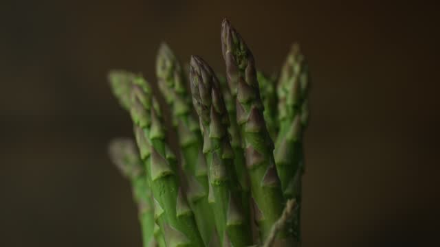 blurry video of a bunch of asparagus spinning around then sharpening