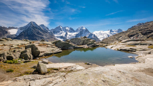 フオルクラ・スールレイの峠の素晴らしい風景(スイス) - engadine graubunden canton piz bernina corvatsch ストックフォトと画像