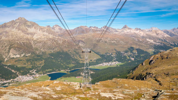 istock Looking over the Engadin Valley from the Corvatsch cable car 1410827554