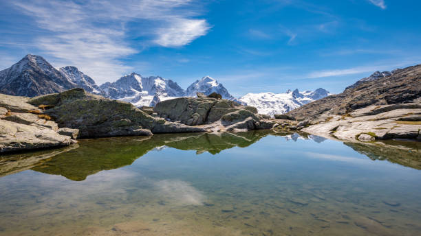 フオルクラ・スールレイの峠の素晴らしい風景(スイス) - engadine graubunden canton piz bernina corvatsch ストックフォトと画像