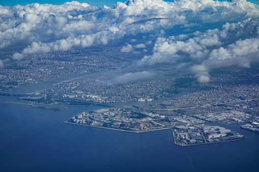 Scenery from the sky over Tokyo. Shooting Location: Tokyo metropolitan area
