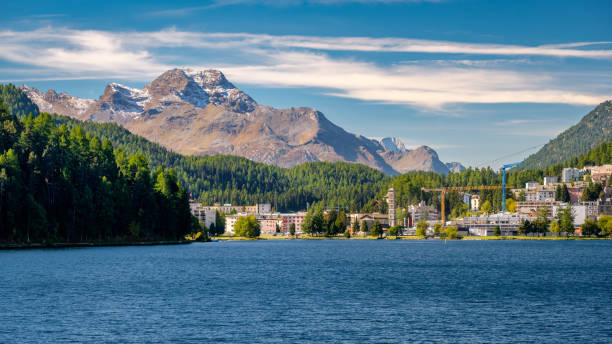 istock Lake St. Moritz on a sunny autumn morning (Grisons, Switzerland) 1410828221