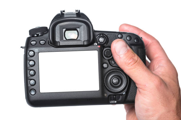 istock Photo camera in hand isolated on white background 1410832596