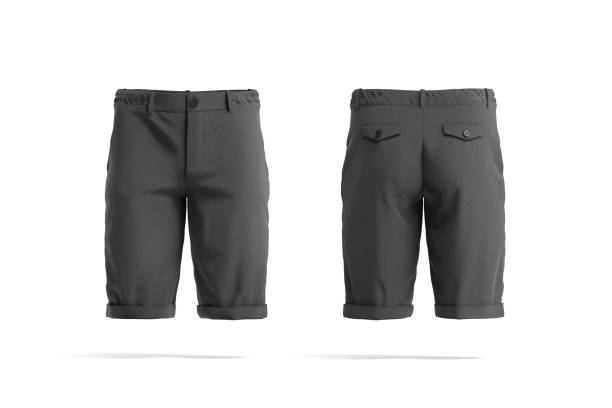 istock Blank black men shorts mockup, front and back view 1410833578