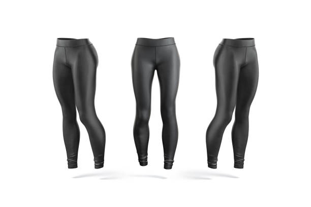 istock Blank black women sport leggings mockup, front and side view 1410837055