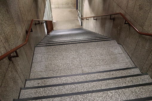 Empty stairway at a subway station