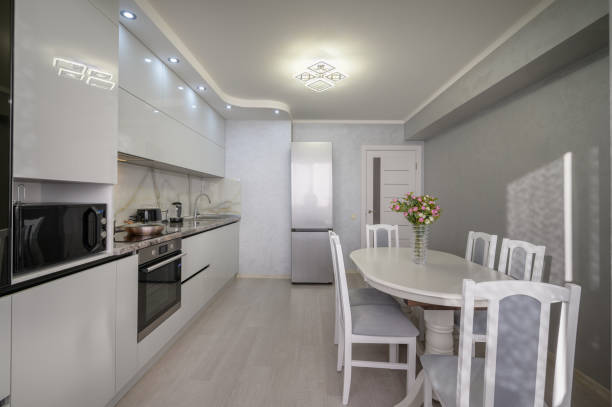 istock Interior of modern trendy white kitchen 1410842706