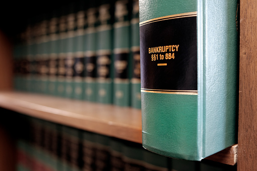 Lawbooks on shelf title for study legal knowledge Bankruptcy Debts Creditors