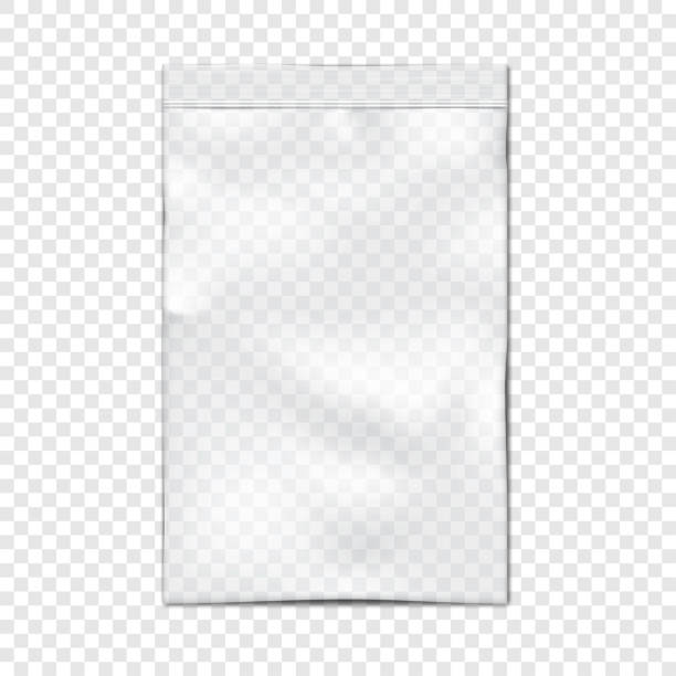 bildbanksillustrationer, clip art samt tecknat material och ikoner med clear vinyl zipper pouch on transparent background vector mock-up. blank empty plastic bag with zip lock mockup - cellofan