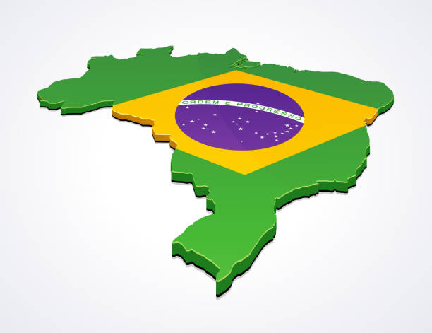 ilustrações, clipart, desenhos animados e ícones de mapa 3d do brasil - brazilian flag brazil flag three dimensional shape