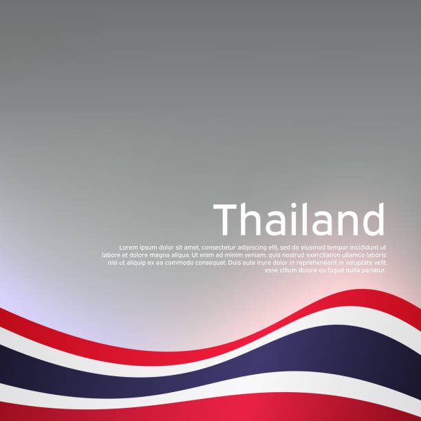 Abstract waving Thailand flag. National thai poster. Creative background for design of patriotic holiday card. State thailand patriotic cover, flyer. Vector tricolor design Abstract waving Thailand flag. National thai poster. Creative background for design of patriotic holiday card. State thailand patriotic cover, flyer. Vector tricolor design thai flag stock illustrations