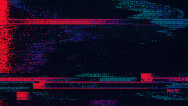 Glitch noise static television VFX pack. Visual video effects stripes background, CRT tv screen no signal glitch effect