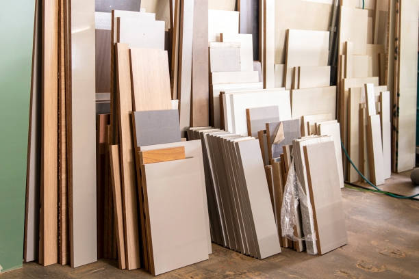 istock Timbers and planks at a wood material store. 1410855895