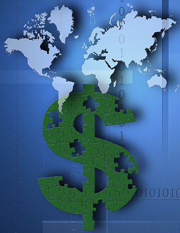 Business Concept Composition. US dollars. 3D rendering